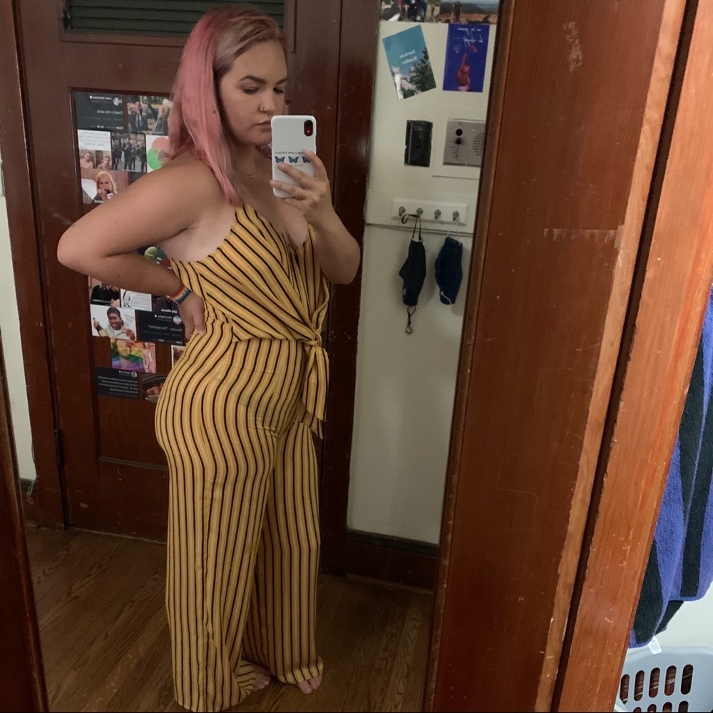Black & Yellow Striped Love J Jumpsuit